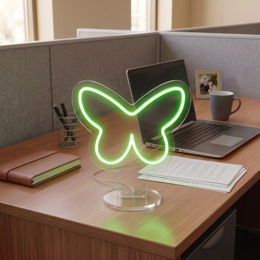 Butterfly Wings Mini Neon Sign n Green color