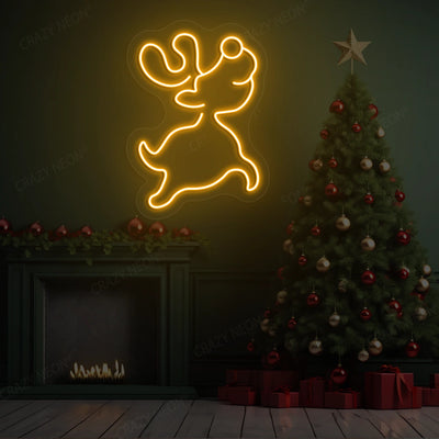 Prancing Reindeer Neon Sign | Orange