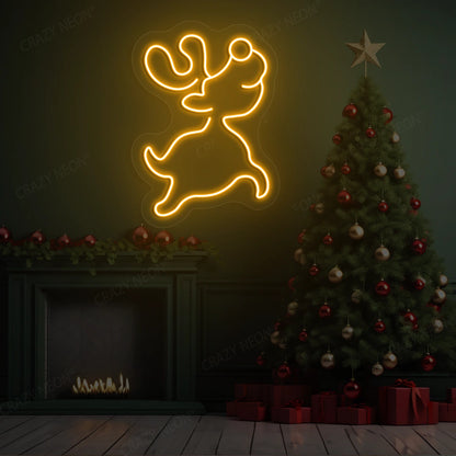 Prancing Reindeer Neon Sign | Orange