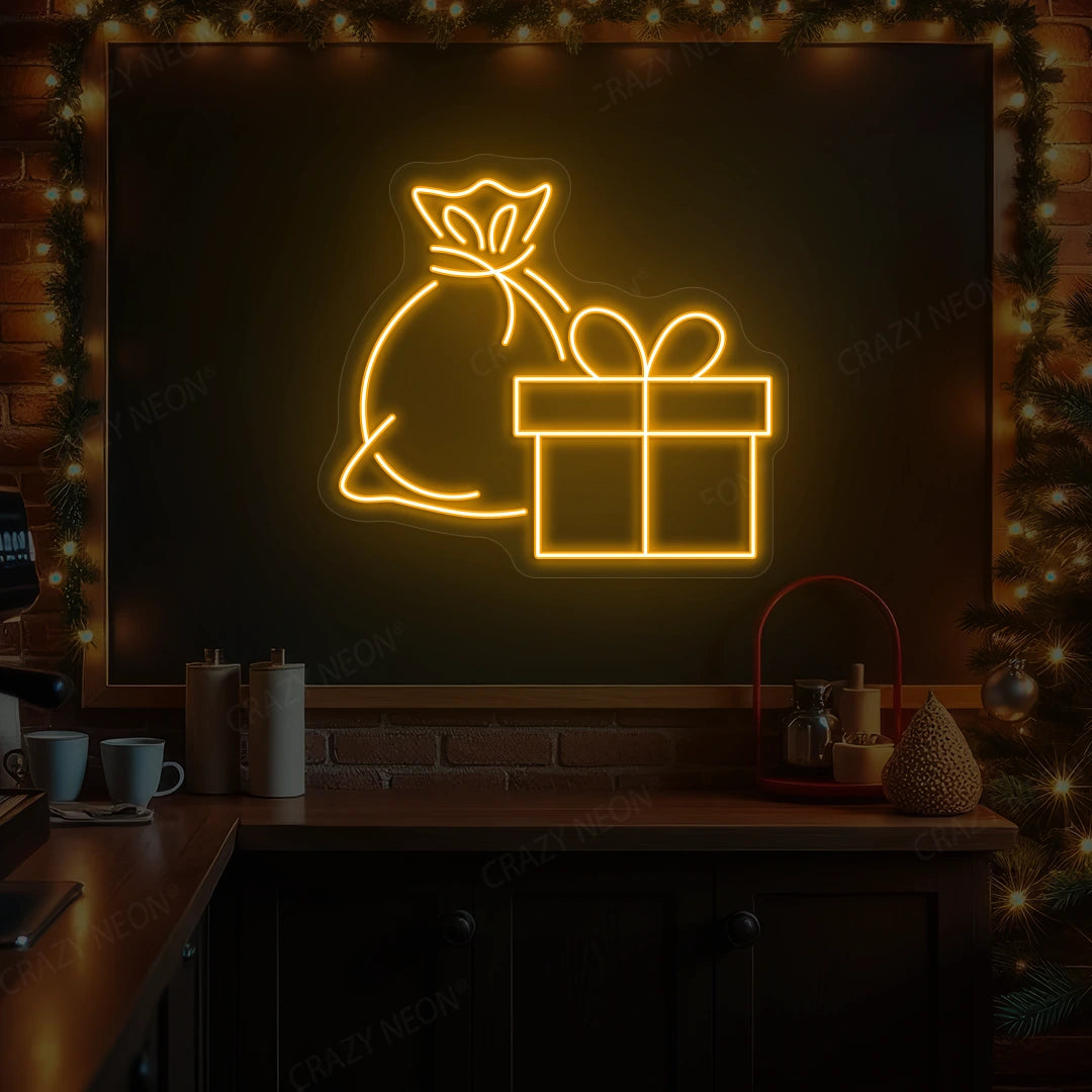 Gift Bag & Present Neon Sign | Orange