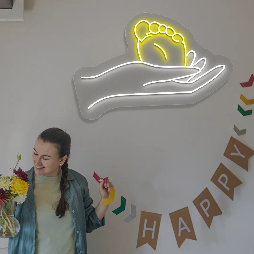 A Mother’s Touch Neon Sign in Yellow color