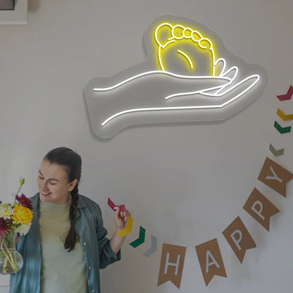 A Mother’s Touch Neon Sign in Yellow color