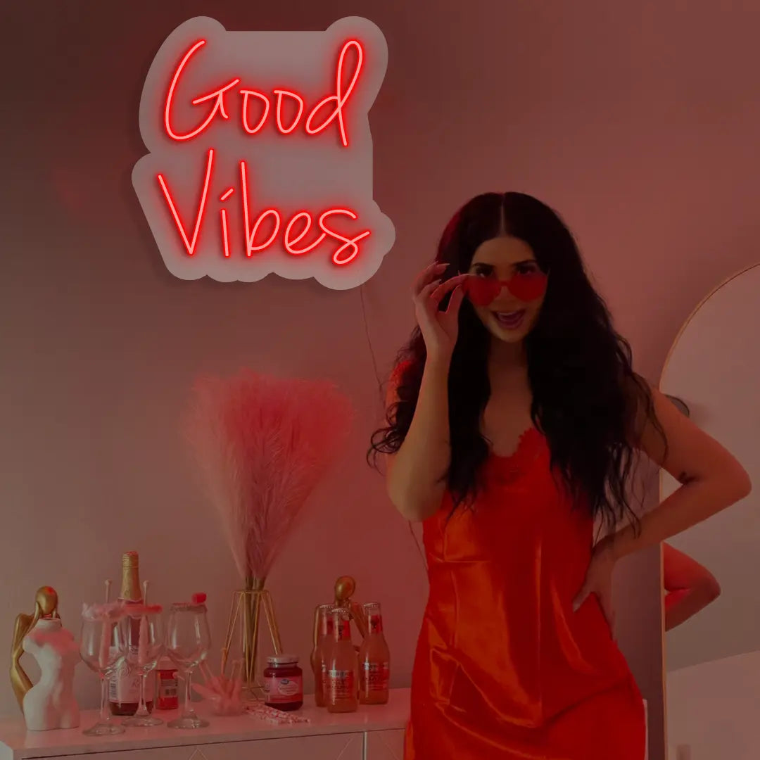 Good Vibes Neon Sign in Red color