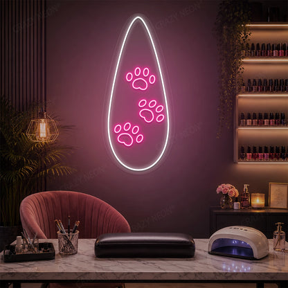 Polished Paw Nail Neon Sign in Pink color