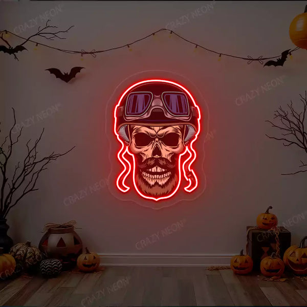 Aviator Skull Neon Artwork
