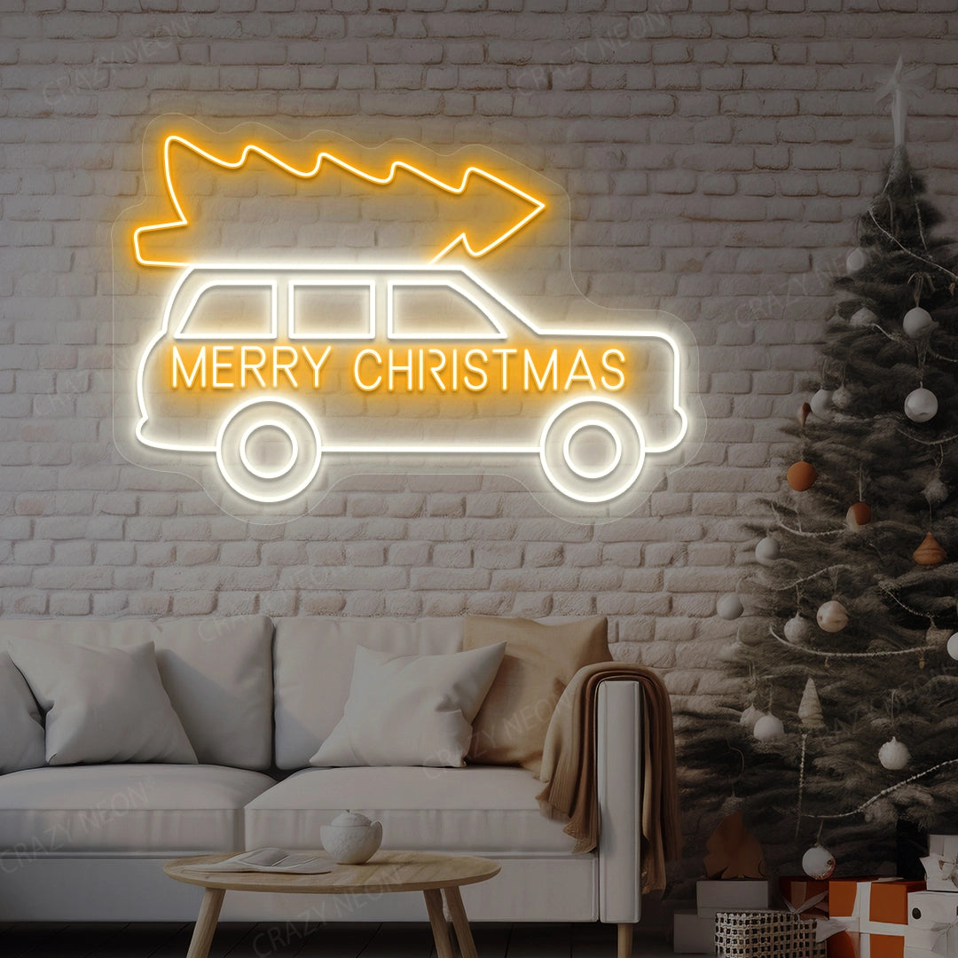 Merry Christmas Truck Neon Sign | Orange 