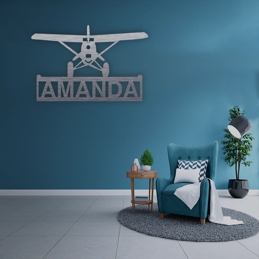Airplane Name Custom Metal Monogram in Silver finish