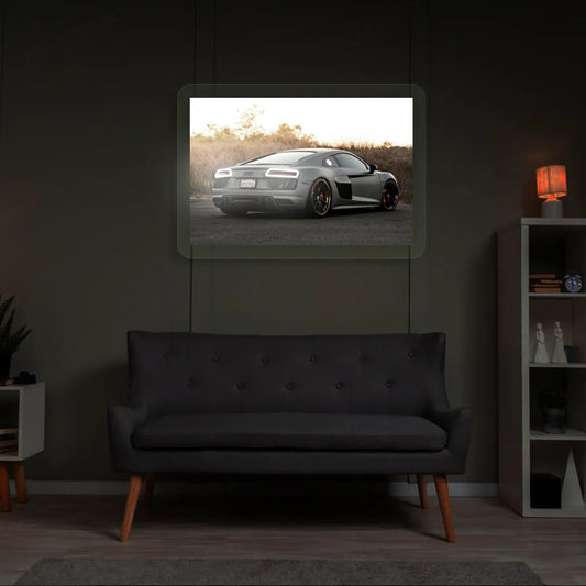 Grey R8 Backlight Neon Artwork | White