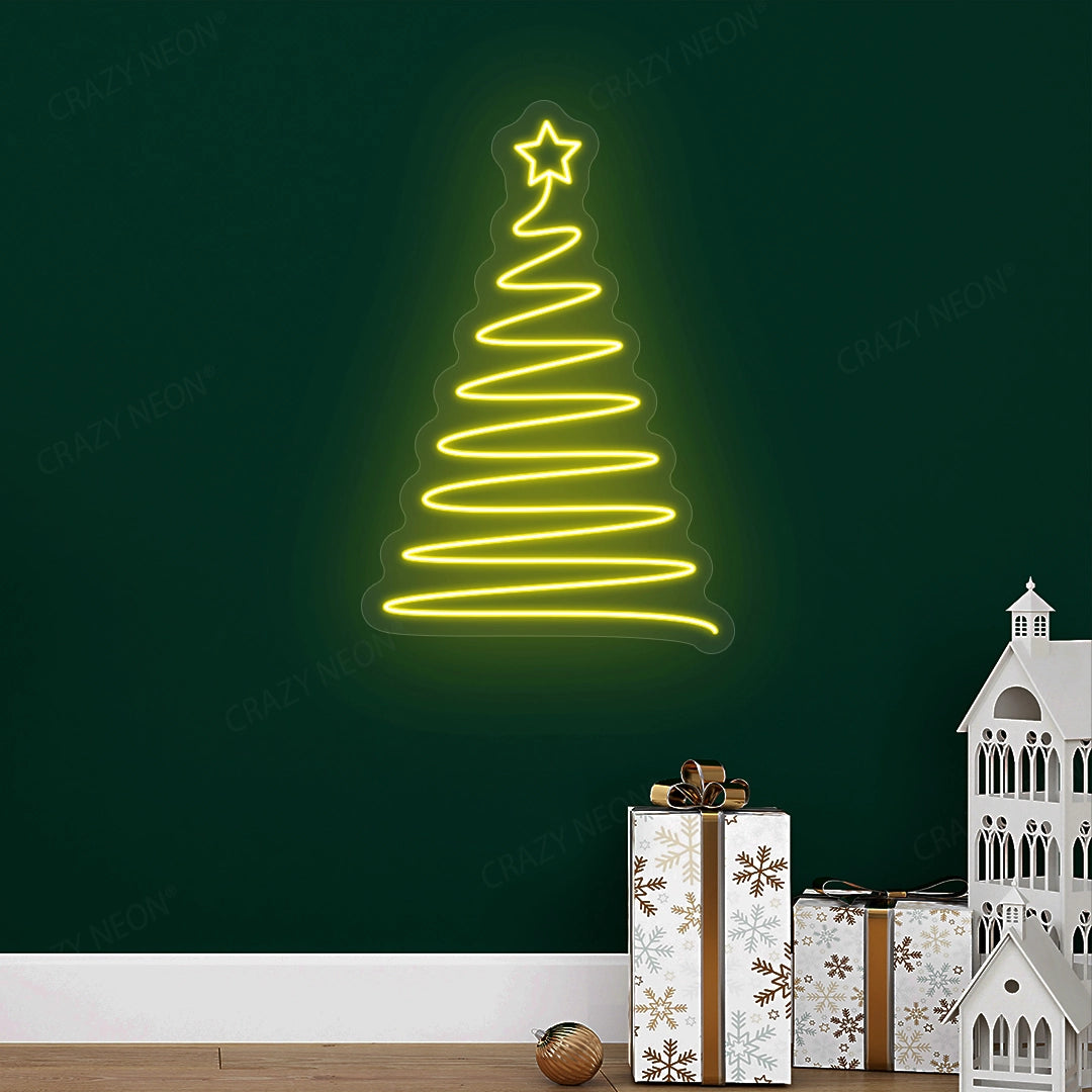 Christmas Tree Shaped LED Neon Sign | Yellow