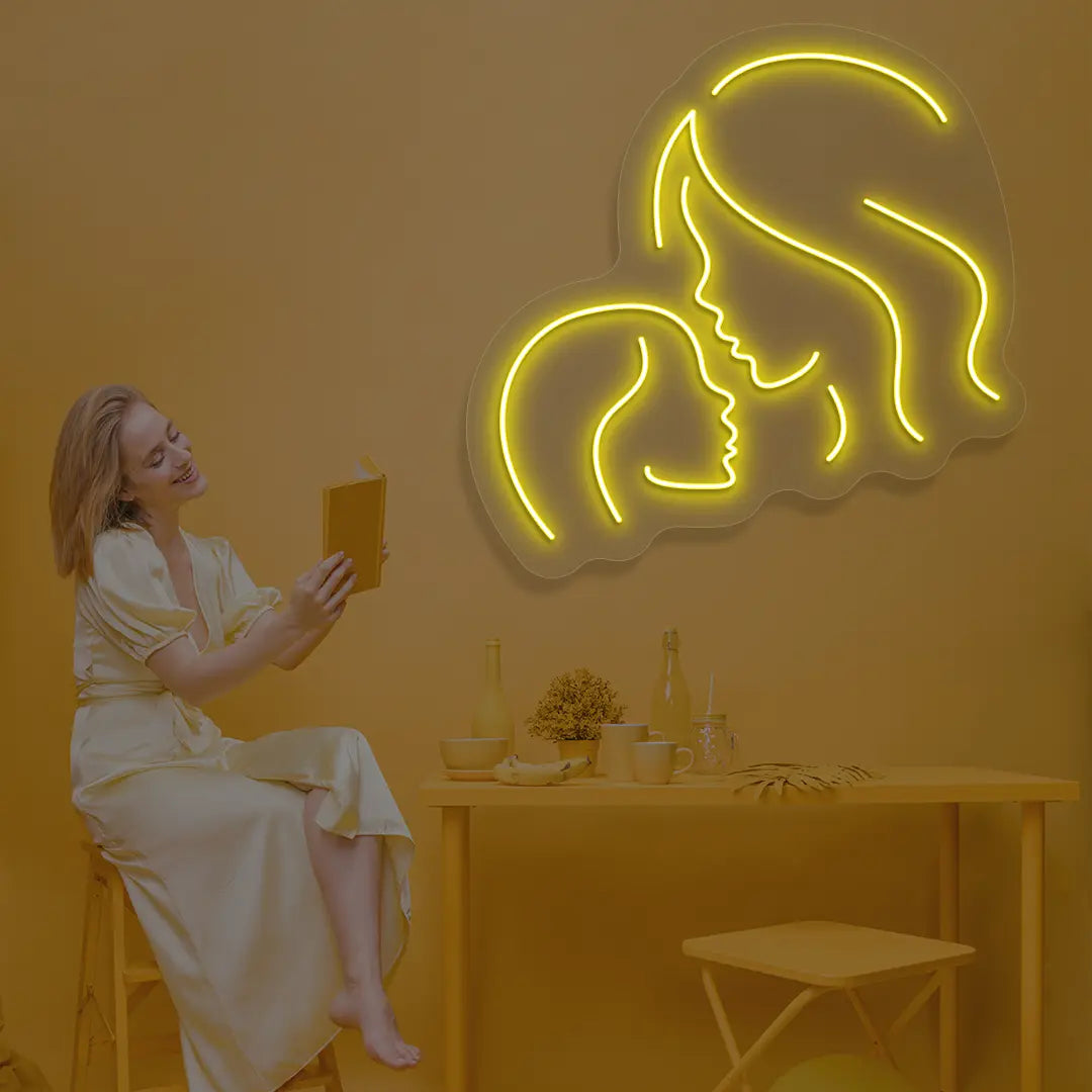 Mama & Me Neon Sign in Yellow color