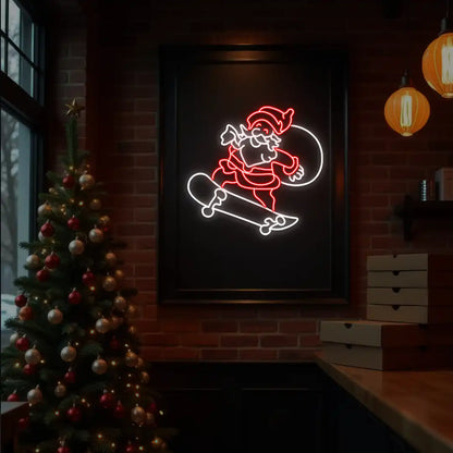 Skater Santa Neon Sign | Red