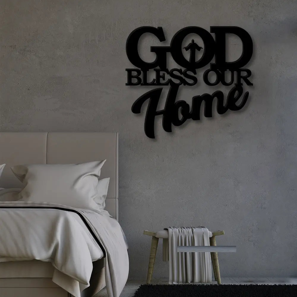 God Bless Our Home Metal Sign