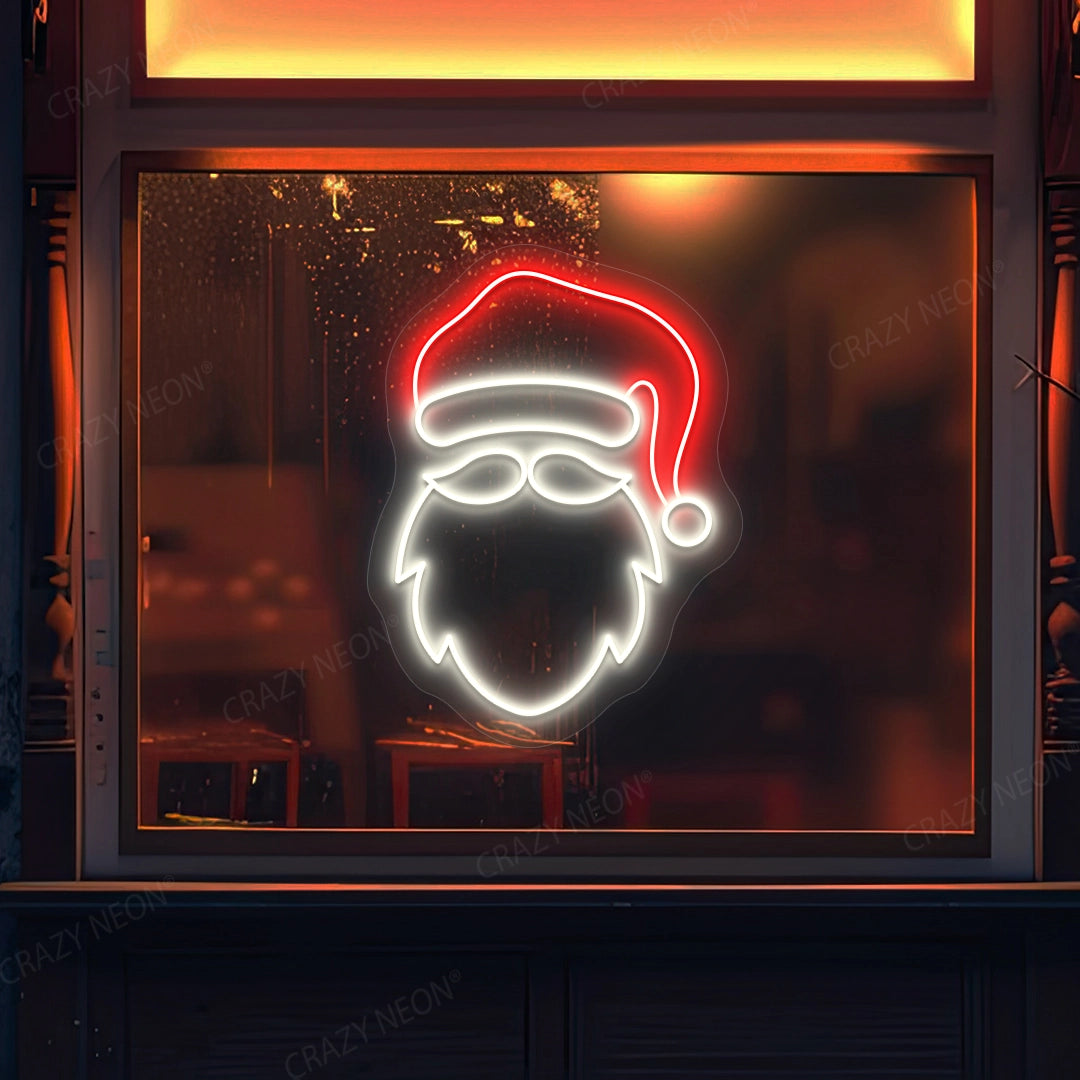 Santa Face Neon Sign | White 