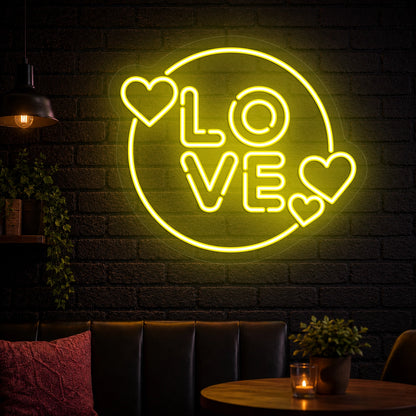 Circle of Love Neon Sign in yellow color