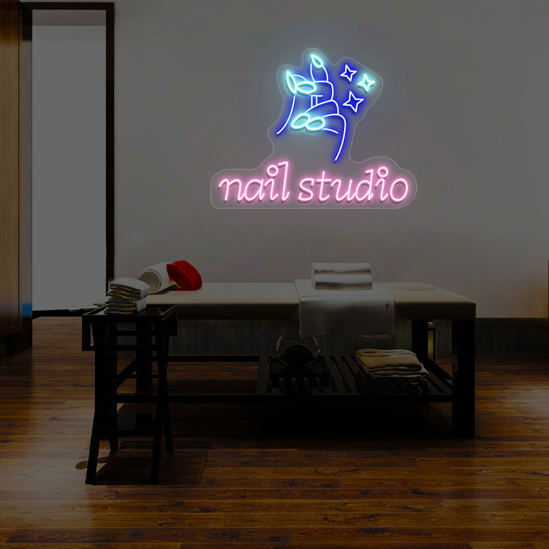 Nail Studio With Hand Multicolor Neon Sign | CNUS014482 | Iceblue
