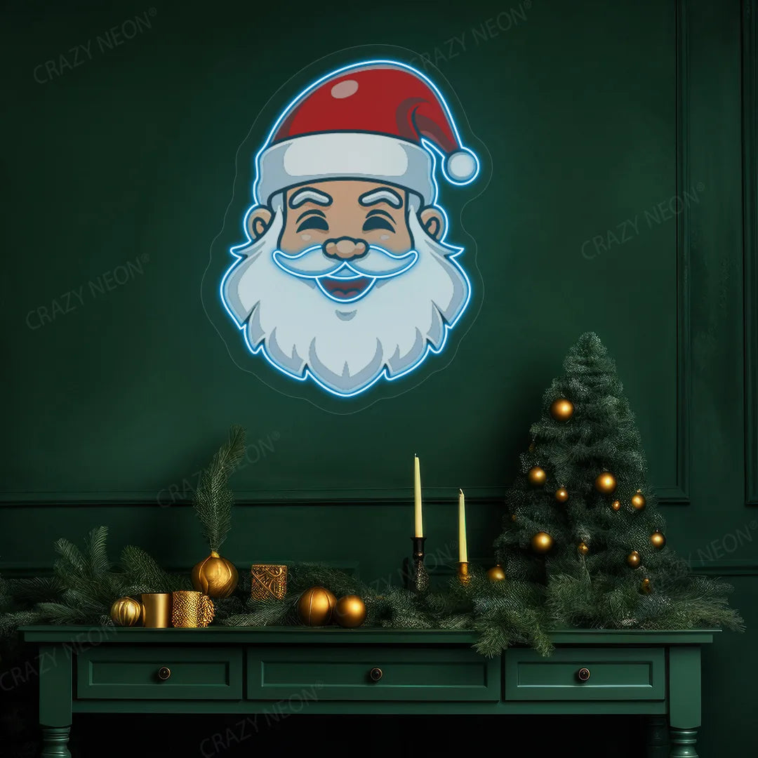 Santa Head Neon Artwork | Iceblue