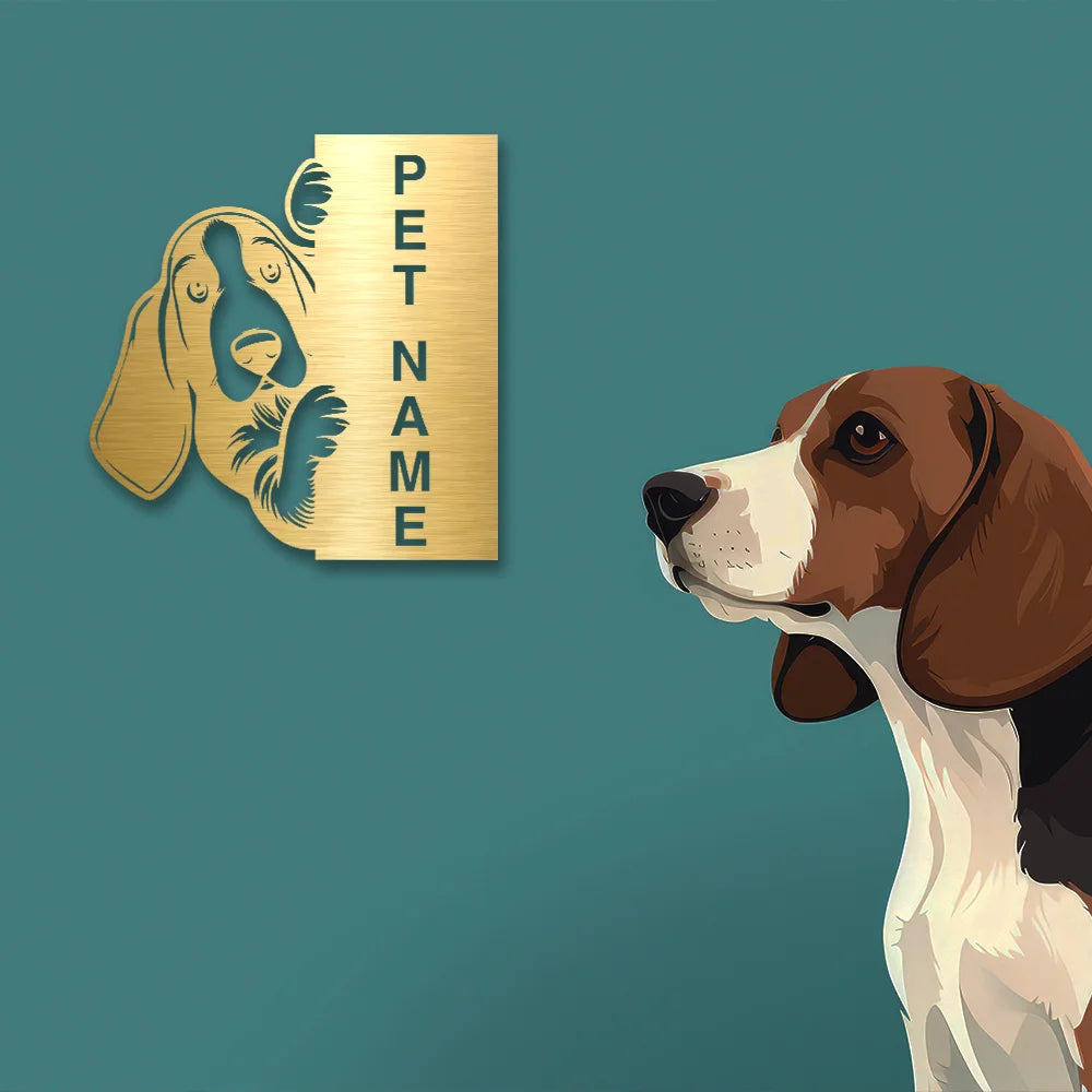 Beagle Pet Personalized Metal Monogram in Golden Finish