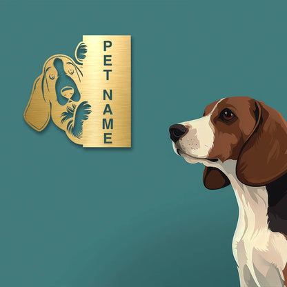 Beagle Pet Personalized Metal Monogram in Golden Finish