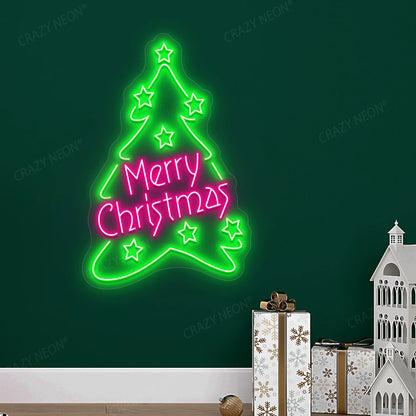 Christmas Tree Neon Sign | Pink