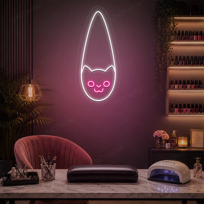 Kitty Nail Neon Sign in Pink color