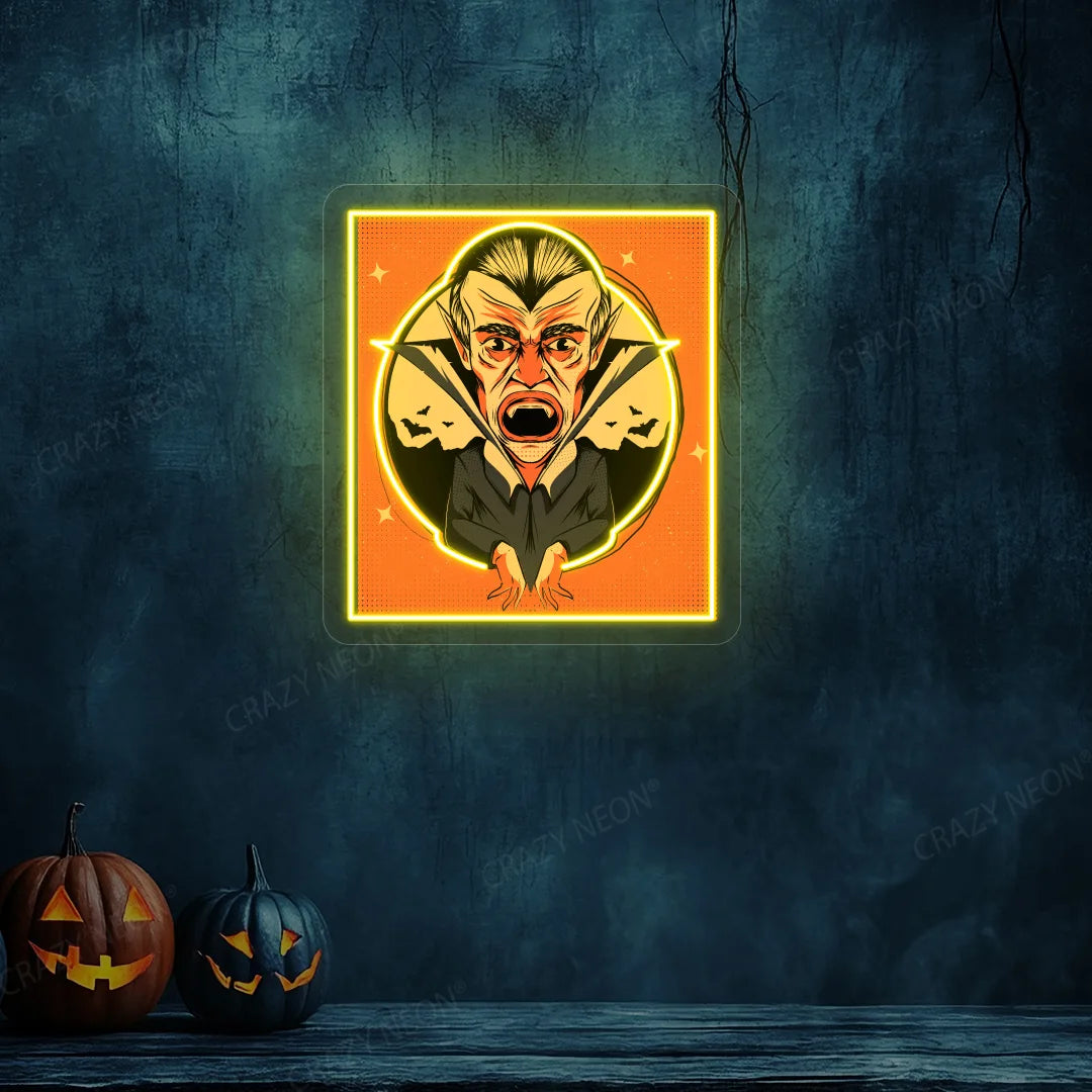 Dracula Halloween Neon Artwork | Yellow