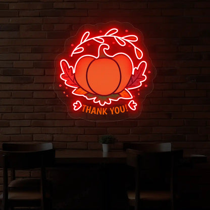 Pumpkin thank you neon sign in red