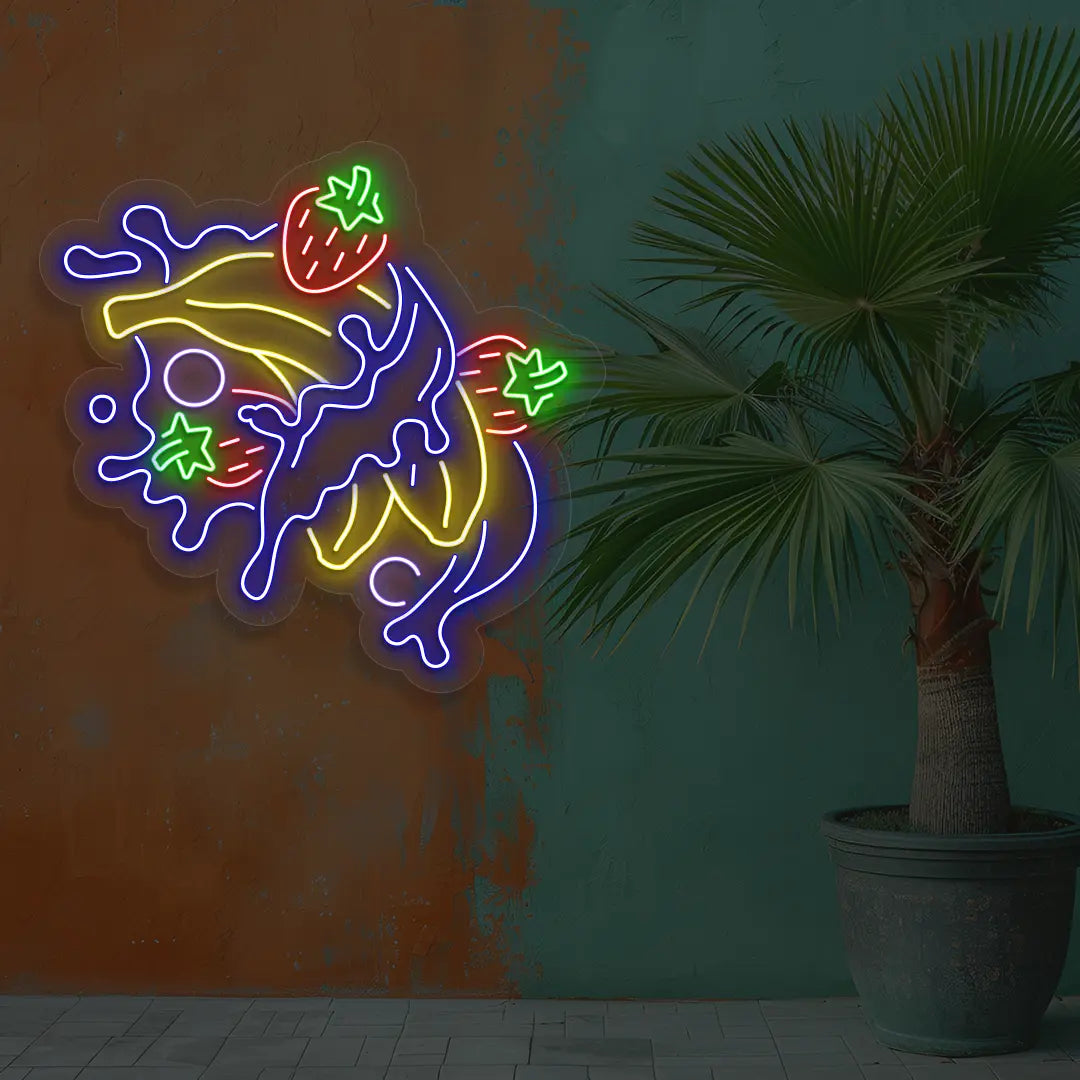 Berry Banana Blast Neon Sign In blue