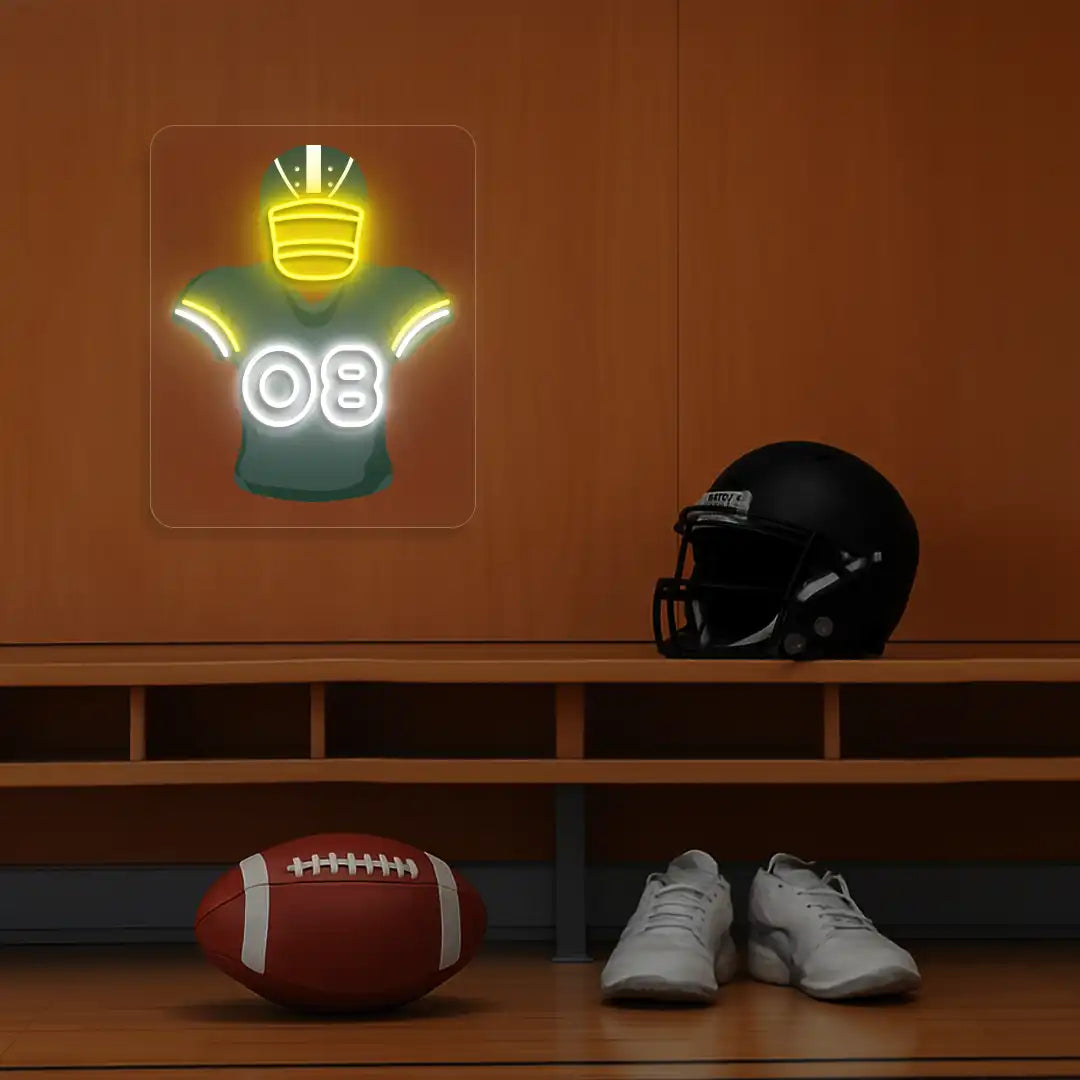 Green Bay Jacobs 08 Jersey Football Neon Artwork