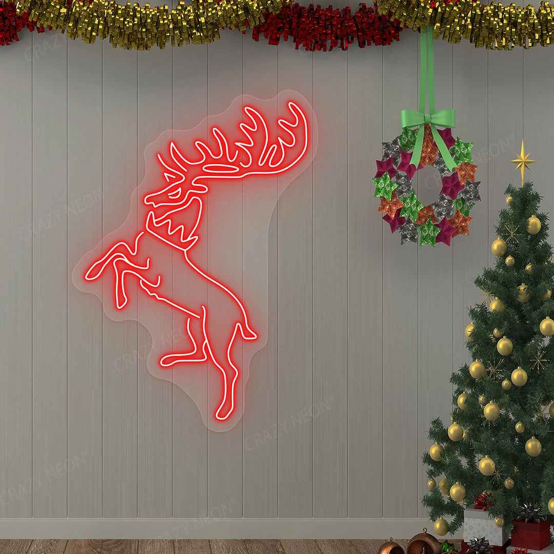 Christmas Reindeer Neon Sign | Red