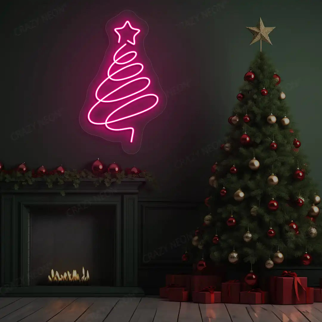 Spiral Christmas Tree Neon Sign | Pink