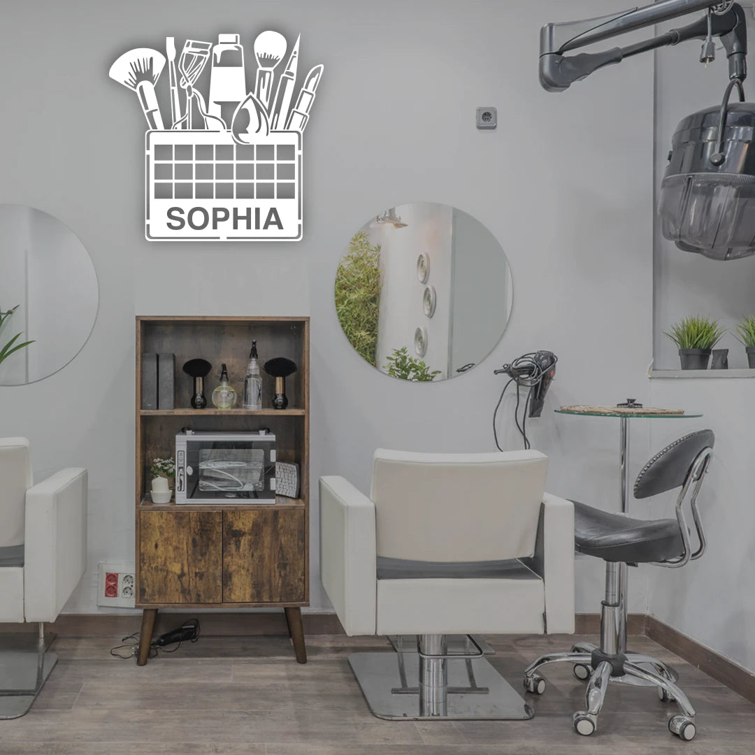 Makeup Artist Tools Personalized Name Metal Monogram in White Colour 