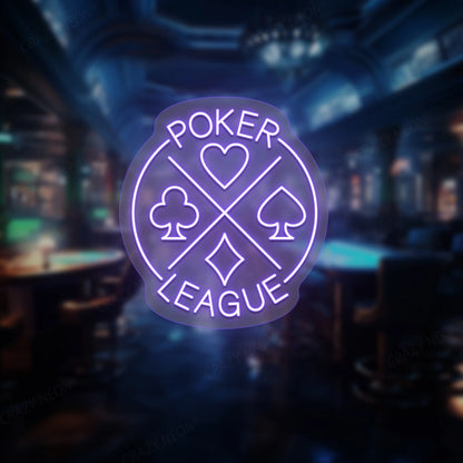 Poker League Neon Sign | Purple