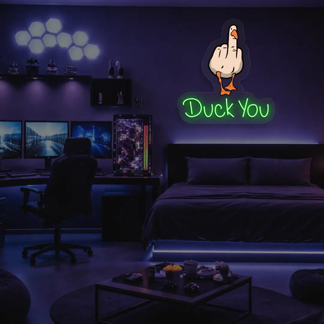 Duck You Neon Artwork in Green Color