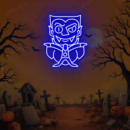 Chibi Vampire Neon Sign | Blue