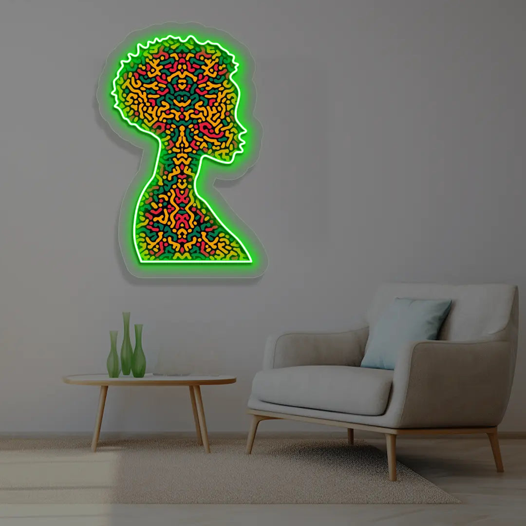 Vivid Diva Neon Artwork in Green Color