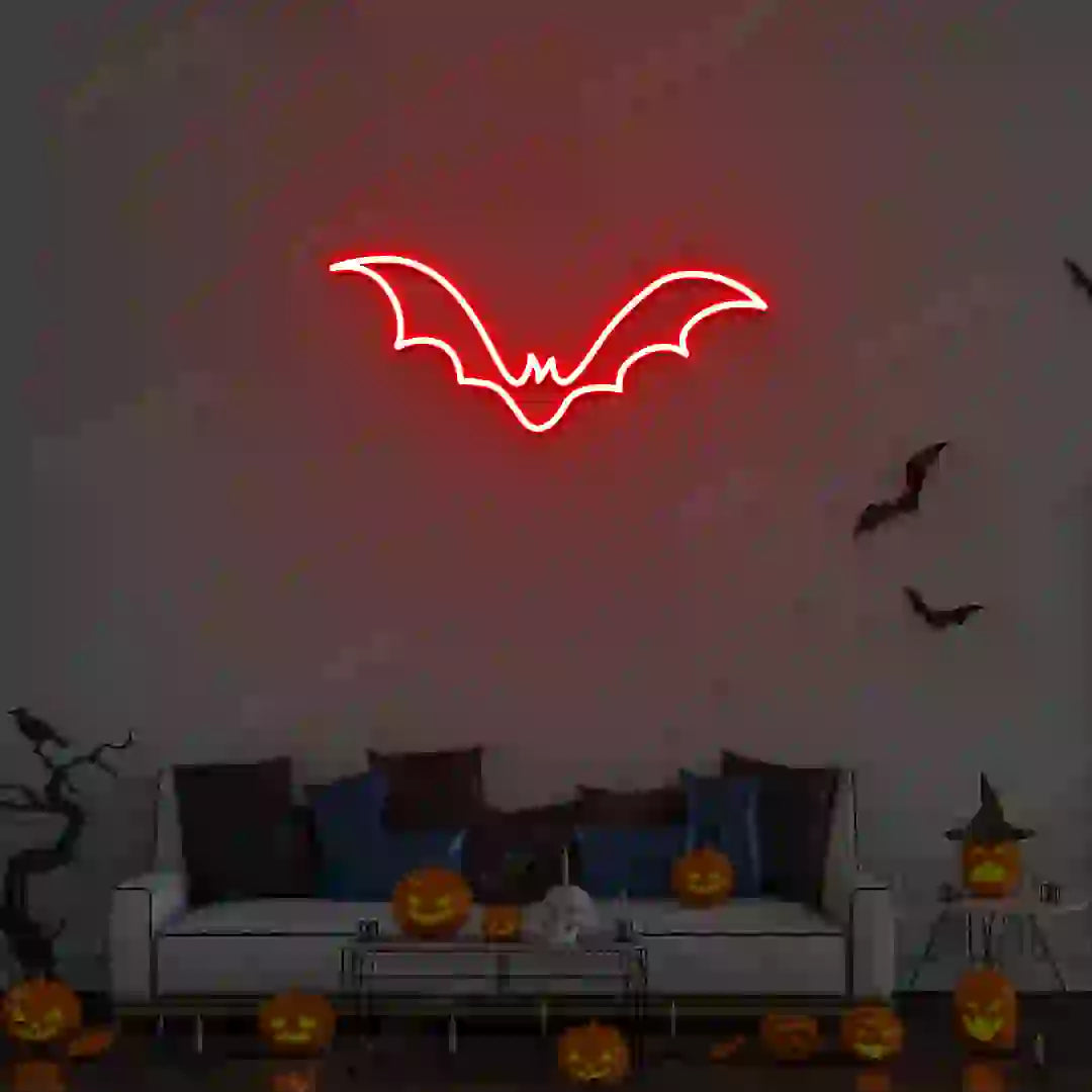 Winged Bat Neon Sign | Red