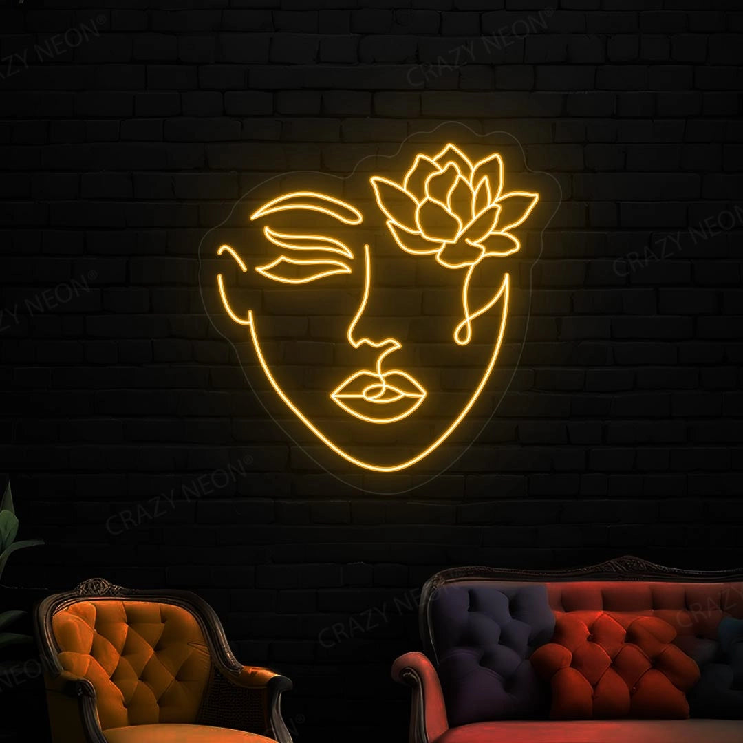 Flower With Face Neon Sign | Orange