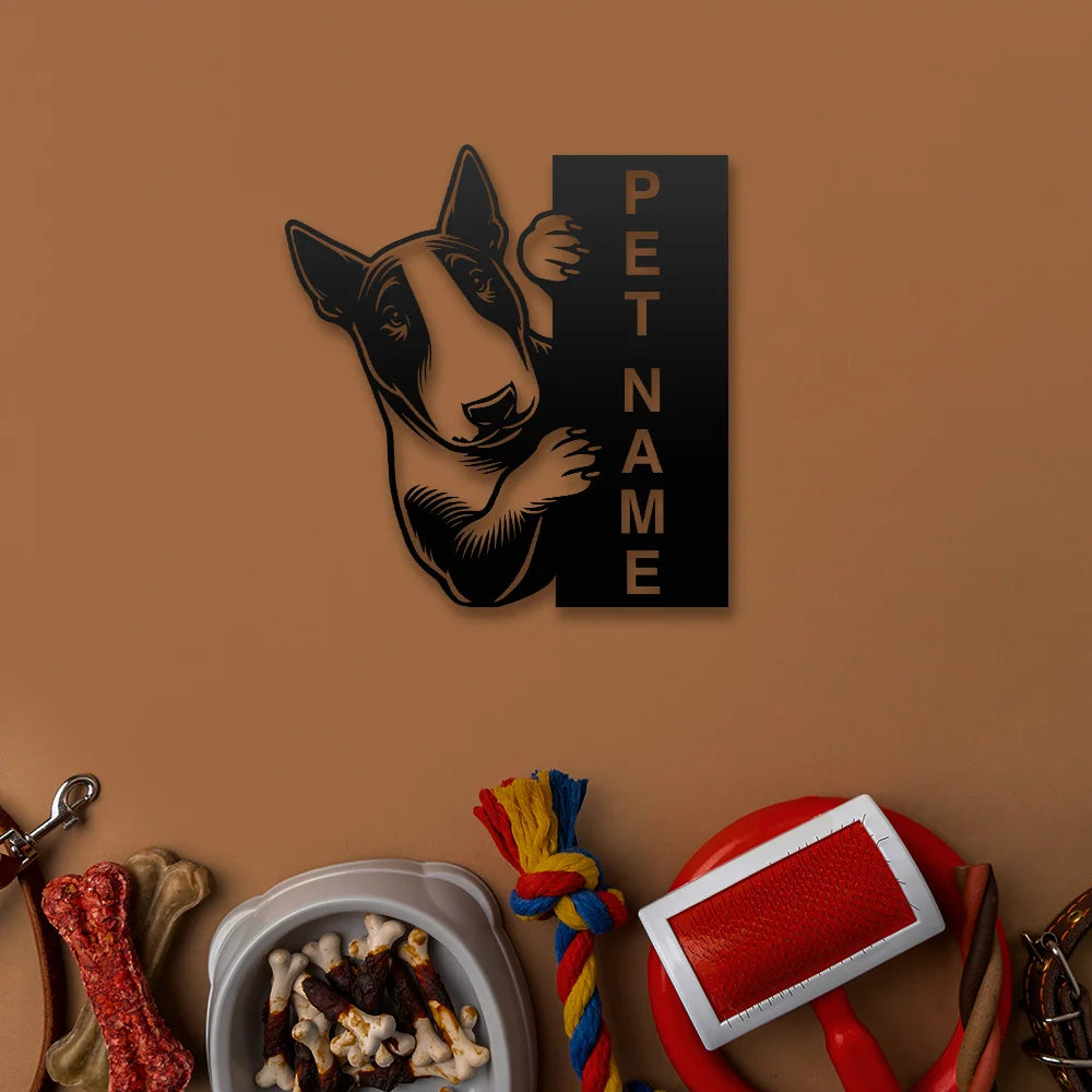 Bull Terrier Pet Personalized Metal Monogram in Black color