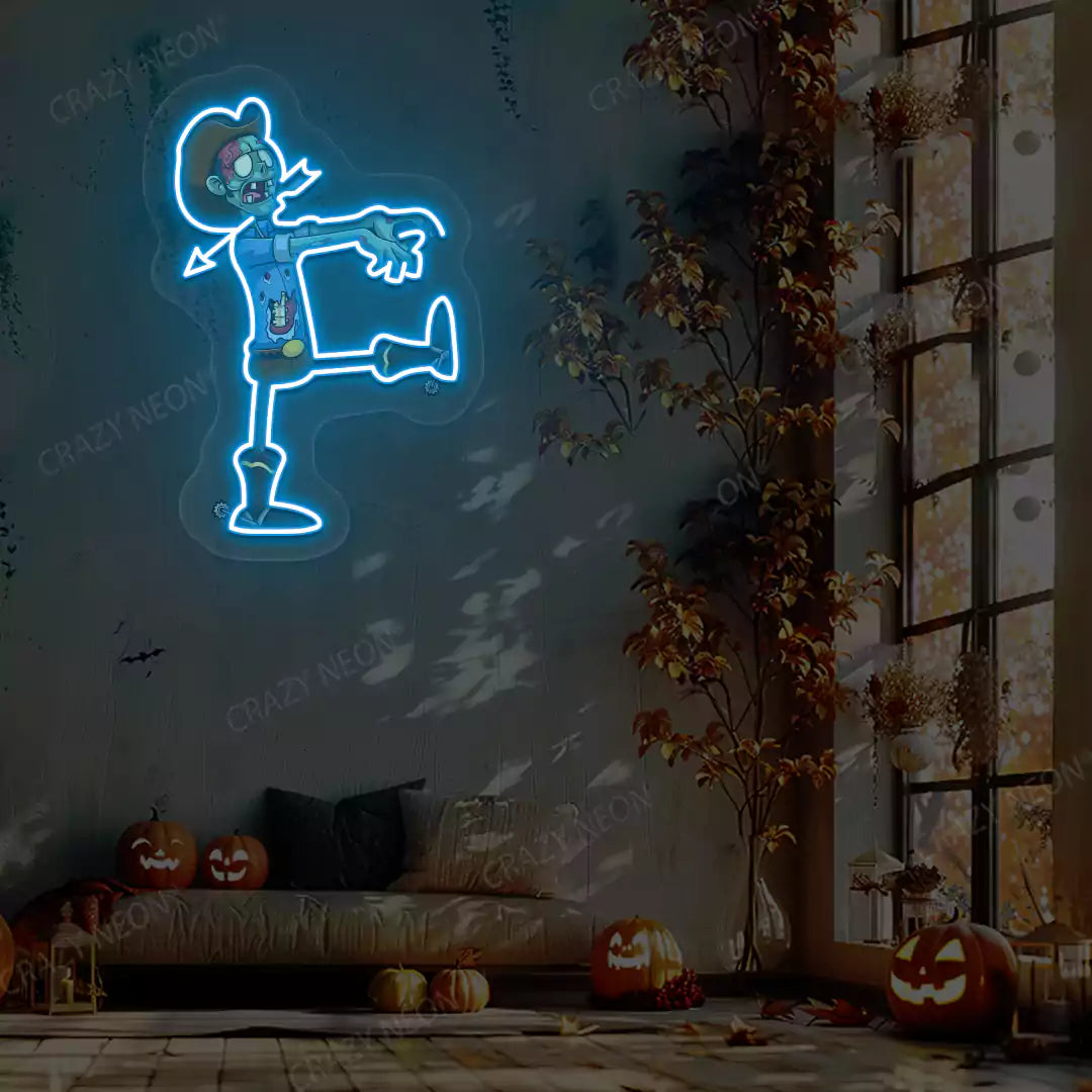 Cowboy Zombie Neon Artwork | Iceblue