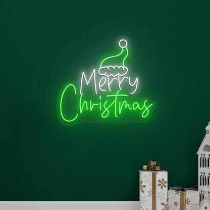 Christmas Cap Neon Sign | Green