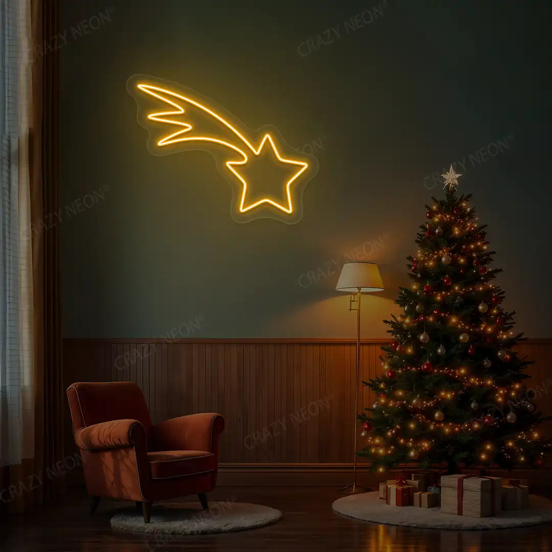 Shooting Star Neon Sign | Orange