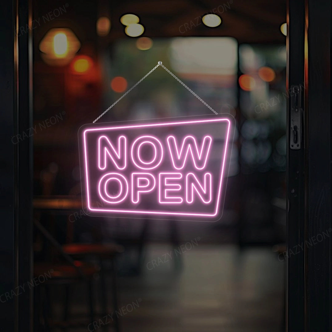 Now Open Square Sign | Pink