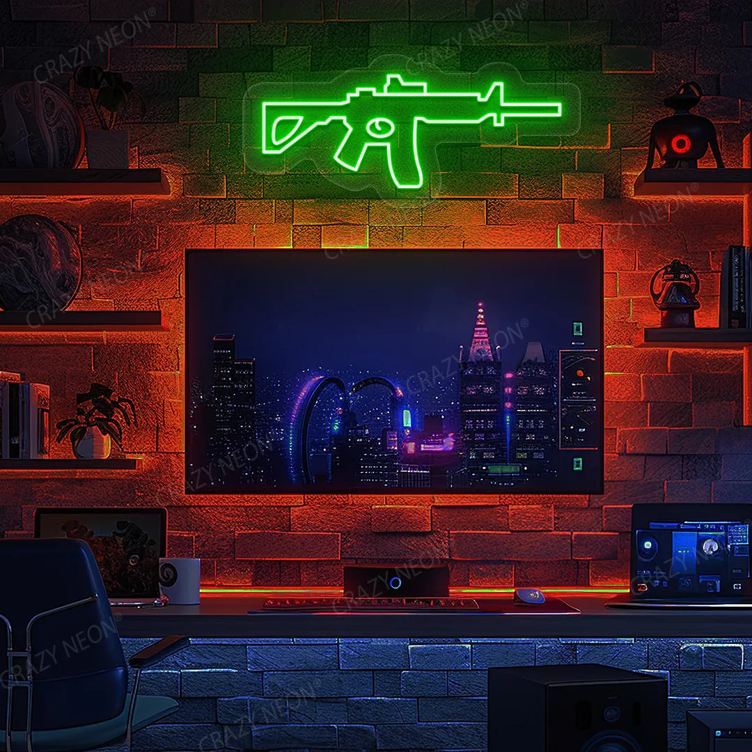 M416 Gaming Gun Neon Sign in Green