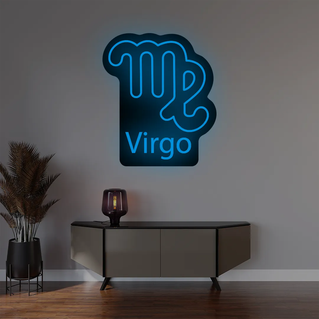 Virgo zodiac symbol custom ice blue neon sign