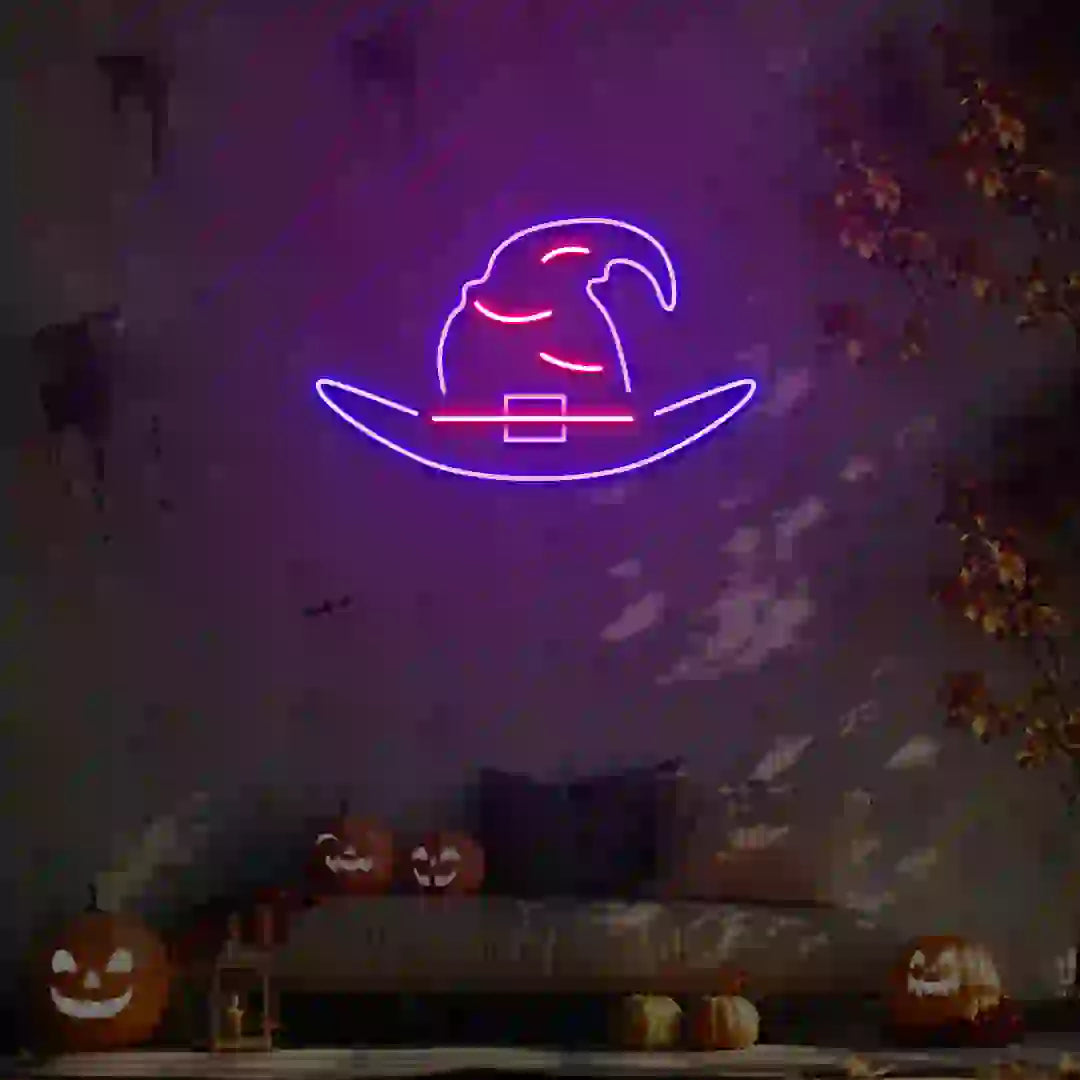 Witch Hat Neon Sign | Blue