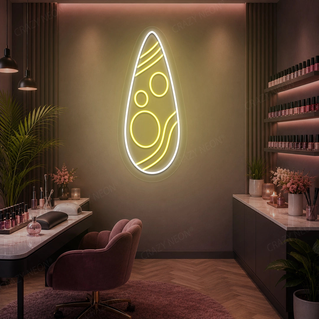 Mystic Wave Nail Neon Sign in Yellow color