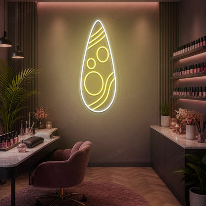 Mystic Wave Nail Neon Sign in Yellow color