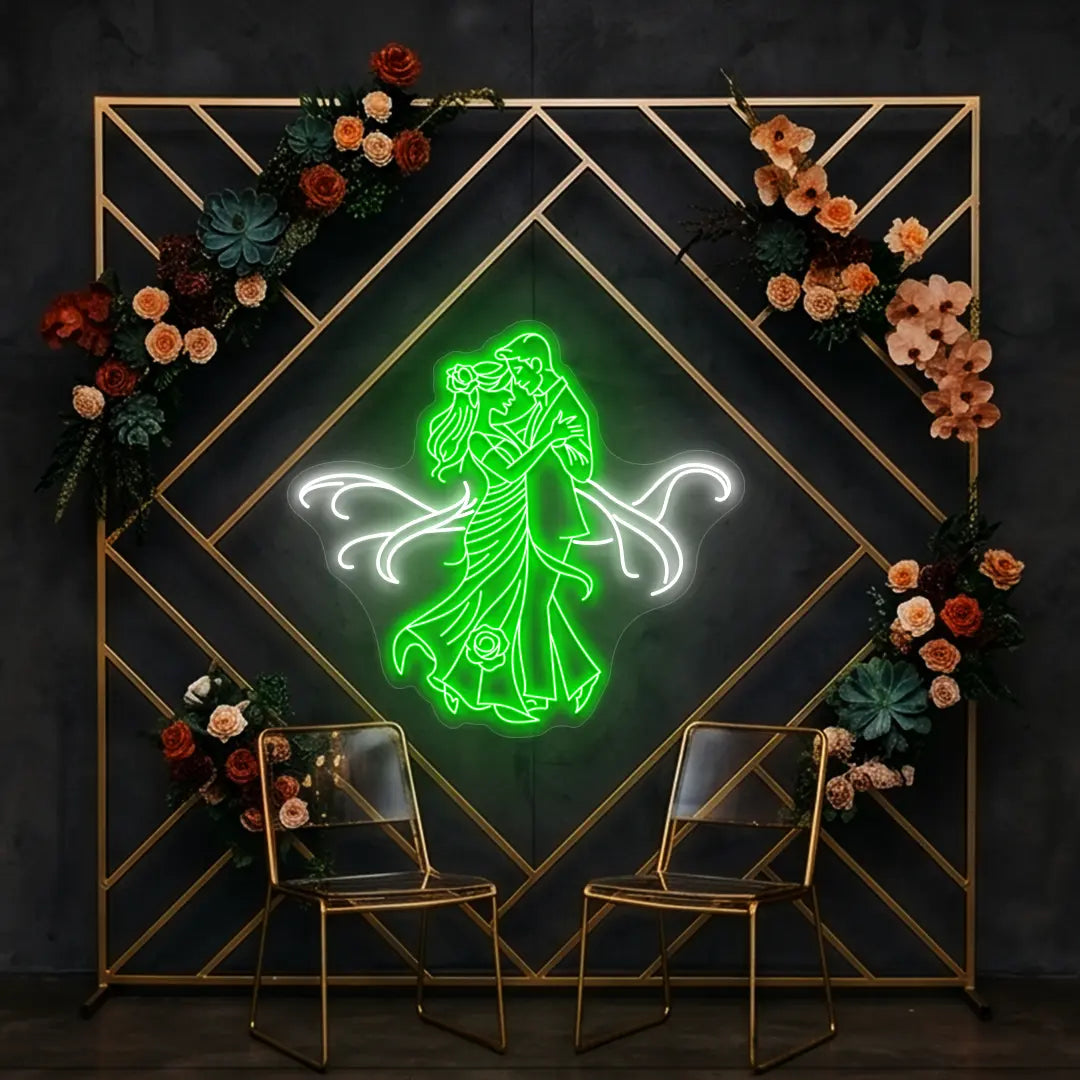 First Dance Wedding Neon Sign in Green color