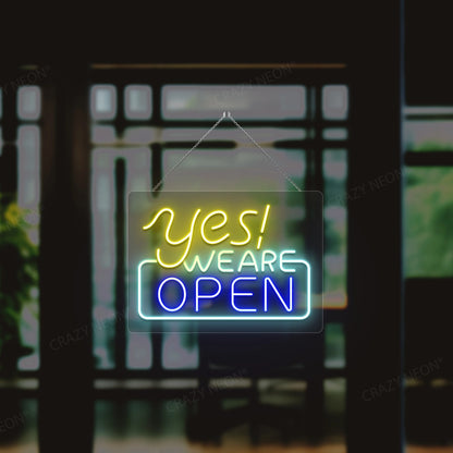 Yes We are Open Neon Sign | Blue