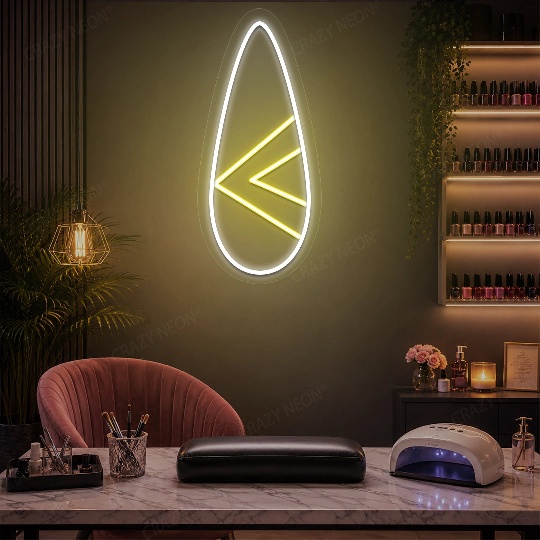 Sleek Nail Neon Sign in Yellow color